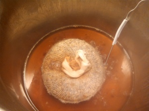 Wort in the kettle, keeping a constant temperature of 150 degrees Farenheit